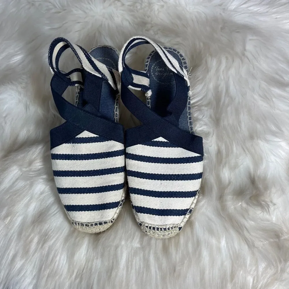 Toni Pons Verges Cru Mari Navy/White‎ Espadrilles Sz37/